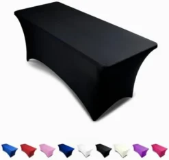 Black 6ft Tablecloth Rectangular Spandex Linen - Table Cloth Fitted Cover For 6 Foot Folding Table, Wedding Linens Banquet Cloths Rectangle Covers -Kitchen Island Sale 31P5scCFmIL. AC