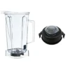 Clear Container With Blade And No Lid, 64 Ounce & 2-Part Lid And Plug, 64-Ounce (High Profile), Black - 15855