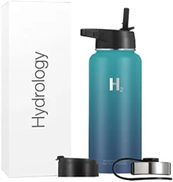 Ydrology Water Bottle - 18 Oz, 22 Oz, 32 Oz, 40 Oz, Or 64 Oz With 3 LIDS Double Wall Vacuum Insulated Stainless Steel Wide Mouth Sports Hot & Cold Thermos (22 Oz, Pacific Blue) -Kitchen Island Sale 31QLmOtil2L. AC