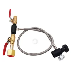 W21.8 CO2 Refill Adapter Charging Adaptor For Filling Soda Water Maker Tank Canister (24 Inch With Gauge)
