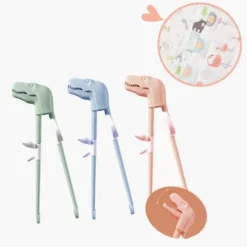 GENERIC Dinosaur Training Chopsticks - Pairs Beginners Kids Chopsticks, Training Chopsticks For Kids, Reusable Chopsticks Learning Chopstick Helper, Pink, Green, Blue, Dishwasher Safe