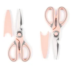 2Pcs Kitchen Shears, Heavy Duty Kitchen Scissors, Multi Purpose Stainless Steel Kitchen Utility Scissors With Cover, Dishwasher Safe Kitchen Shears (2Pcs, Pink)