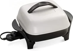 11-Inch Deluxe Nonstick Electric Skillet - Roasts, Fries, Grills, Stews, Bakes, Makes Casseroles For Four People, Black/White