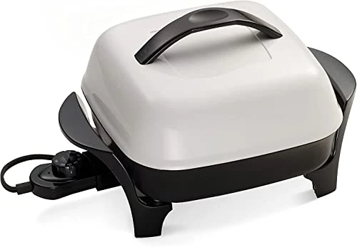 11-Inch Deluxe Nonstick Electric Skillet - Roasts, Fries, Grills, Stews, Bakes, Makes Casseroles For Four People, Black/White 1 11-Inch Deluxe Nonstick Electric Skillet - Roasts, Fries, Grills, Stews, Bakes, Makes Casseroles For Four People, Black/White