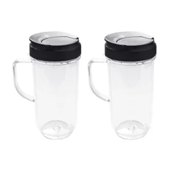 Blender Cups Replacement 22 Oz Tall Cup Includes Flip Top To Go Lid Replacement Part Compatible With 250W Magic Bullet MB 1001 Blenders(2pack)