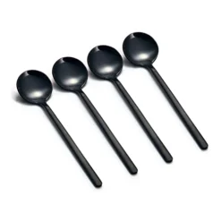 Set Of 8 Mini Espresso Spoons 5.3-inch Matte Black Frosted Handle Stainless Steel Coffee Spoons For Dessert Tea Ice Cream Sugar Cake Coffee