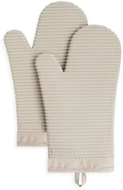 KitchenAid Ribbed Soft Silicone Oven Mitt Set, 7"x13", Milkshake 2 Count -Kitchen Island Sale 31ZzJHXQ5UL. AC