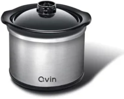 0.65-qt Mini Round Slow Cooker, Fondue Melting Pot Warmer With Diswasher-safe Stoneware Crock, Glass Lid, Stainless Steel And Black -Kitchen Island Sale 31bE2UYwl2L. AC