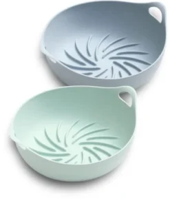 Pot Air Fryer Silicone Liners – 2pcs Air Fryer Liners Set With Tornado-Shaped Design For Even Cooking – Heat-Resistant Air Fryer Silicone Pot – Food-Grade Material - Air Fryer Liners Reusable (Mint Gray)