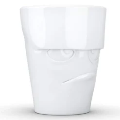 ASSEN Porcelain Mug With Handle, Grumpy Face Edition, 11 Oz. White (Single Coffee Mug) Coffee Cup -Kitchen Island Sale 31cjoYmikYL