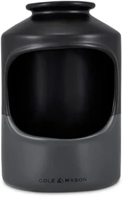 Cole & Mason H822140 Linton Black/Grey Utensil Pot Holder | Kitchen Organisation, Utensils Storage Jar | Ceramic | (H) 160 Mm X (D) 120 Mm | 2 Year Guarantee -Kitchen Island Sale 31ddtvWKu L. AC