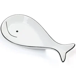 Spoon Rest, Ceramic Spoon Holder For Kitchen Counter, 9.1 (L) X 4.5(W), Large Spatula Holder For Stove Top, Farmhouse Utensil Rest For Ladle, Teaspoon, Whale Shape