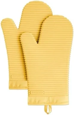 KitchenAid Ribbed Soft Silicone Oven Mitt Set, 7"x13", Milkshake 2 Count -Kitchen Island Sale 31f8CQ0pvtL. AC