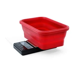 Crimson Digital Mini Scale (1000g X 0.1g - Red/Black) - Digital Kitchen Scale With Bowl - Digital Travel Scale - Portable Food Scale - Meal Prep Weight Scale - Digital Gram Scale