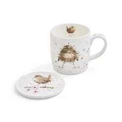 WNMB3943-XG Wrendale By Royal Worcester Mug And Coasters Flying The Nest Birds, Multi-Colour, 9.5 X 12 X 8 Cm