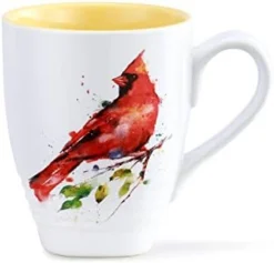 Dean Crouser Spring Cardinal Watercolor Yellow 16 Ounce Glossy Ceramic Stoneware Bird Mug With Easy Grip Handle -Kitchen Island Sale 31gGkWpVhzL. AC