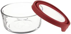 TrueSeal Glass Food Storage Container With Airtight Lid, Cherry, 7 Cup