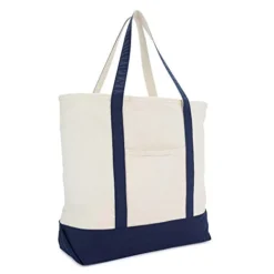 22" Heavy Duty Cotton Canvas Tote Bag (Zippered)