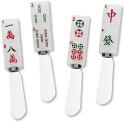 4-Piece Hand Painted Resin Handle With Stainless Steel Blade Cheese Spreader/Butter Spreader Knife, Assorted (Mahjong) -Kitchen Island Sale 31iLeSZZKyL. AC