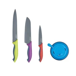Kitchen Knife Set With Knife Sharpener, In Gift Box, Stainless Steel - Multi-Colour (Set Of 3 Kitchen Knives And Sharpener)
