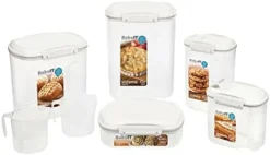 Sistema 5-Piece Food Storage Containers For Pantry With Lids And 2 Measuring Cups For Flour And Sugar, Dishwasher Safe, White -Kitchen Island Sale 31jQ8nDuipL. AC