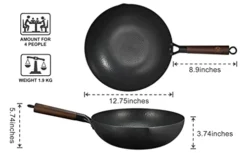 Wok Pan 12.5” Carbon Steel Woks & Stir-Fry Pans Flat Bottom Wok With Lid And Spatula, No Chemical Coated Non-Stick Wok For Electric, Induction And Gas Stoves -Kitchen Island Sale 31l8LXVpXYL