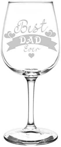 (Dad) Hearts & Banner Best Ever Celebration Inspired - Laser Engraved 12.75oz Libbey All-Purpose Wine Taster Glass