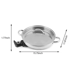 11.8" Large Capacity Electric Skillet - For Fry Bake Steam Simmer (Silver) -Kitchen Island Sale 31mV2zdRspL