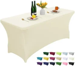 Black 6FT Stretch Spandex Table Cover Washable And Wrinkle Resistant Kitchen Spandex Tablecloth Fitted Rectangular Table For Party,Banquet,Weddings,Cocktail And Festival -Kitchen Island Sale 31n03dti7SL. AC