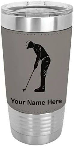 20oz Vacuum Insulated Tumbler Mug, Golfer Putting, Personalized Engraving Included (Faux Leather, Rustic) -Kitchen Island Sale 31nubbCoyzL. AC