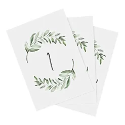 Bliss Collections Table Numbers 1-25 With Head Table Card, Double Sided 4x6 Rustic Greenery Design For Wedding, Reception, Party, Event, Celebrations - Made In The USA