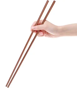 16.5 Inches Wooden Cooking Chopsticks Reusable For Noodles Frying Hotpot Extra Long Kitchen Chop Sticks Brown 2 Pairs