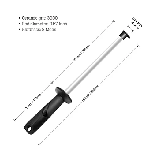 118N Professional Ceramic Sharpening Fine Honing Rod Steel Kitchen Knife Sharpener Stick, With Anti-Breaking Cap 3 118N Professional Ceramic Sharpening Fine Honing Rod Steel Kitchen Knife Sharpener Stick, With Anti-Breaking Cap - Image 3