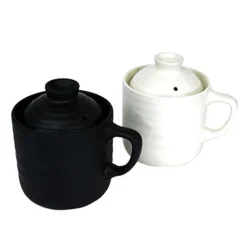 Donabe Microwave Rice Cooker Mug, 500ml, Set Of 2, White And Black