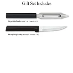 Rada Cutlery Heavy Duty Stainless Steel Knife And Vegetable Peeler Pare And Peel Gift Set Resin, Made In The USA, 2 Piece, Black Handle