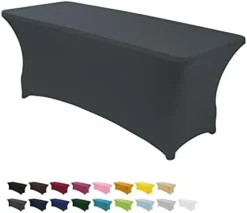 6Ft Table Cover Table Cloths For Parties Spandex Party Patio Fitted Table Covers For 6 Foot Tables Rectangle Tablecloths In Bulk For Wedding(Black) -Kitchen Island Sale 31qaOuM HhL. AC