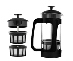 - P3 French Press - Double Micro-Filtered Coffee And Tea Maker, Grit-Free And Bitterness-Free Brews, Durable Stainless Steel Frame, Ideal For Loose Tea And Coffee Grounds - (Black, 32 Oz)