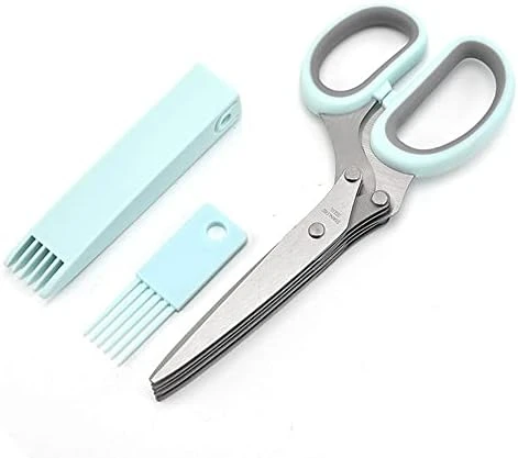 5 Blade Kitchen Salad Scissors, Multi-Layers Kitchen Herb Scissors Vegetable Scissors, Stainless Steel Vegetable Cutting Tool With Cover And Cleaning Comb For Cilantro Onion Salad (Black) 6 5 Blade Kitchen Salad Scissors, Multi-Layers Kitchen Herb Scissors Vegetable Scissors, Stainless Steel Vegetable Cutting Tool With Cover And Cleaning Comb For Cilantro Onion Salad (Black) - Image 6