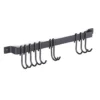 Wallniture Gourmet Kitchen Rail With 10 Hooks, Wall Mounted Wrought Iron Hanging Utensil Holder Rack With Black 17 Inch