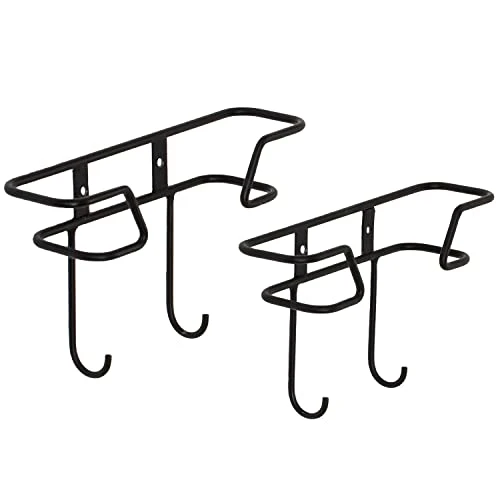 MyGift Wall Mounted Matte Black Metal Plate Display Rack With Hanging Hooks For Teacups And Mugs, Decorative Plate Holder Stand With Cup Hooks, Set Of 2 6 MyGift Wall Mounted Matte Black Metal Plate Display Rack With Hanging Hooks For Teacups And Mugs, Decorative Plate Holder Stand With Cup Hooks, Set Of 2 - Image 6
