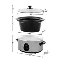 Vente Electric Slow Cooker 3.7 Quart With 3 Temperature Settings, Dishwasher Safe Removable Ceramic Pot & Tempered Glass Lid, Portable Multicooker Soup Maker And Mulled Wine Warmer, Silver SLO35ABR -Kitchen Island Sale 31xiI4eyw9L