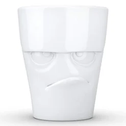 ASSEN Porcelain Mug With Handle, Grumpy Face Edition, 11 Oz. White (Single Coffee Mug) Coffee Cup