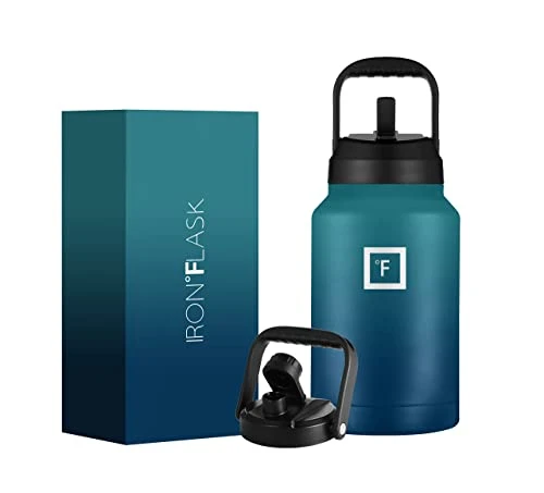 Ports Water Bottle - 128 Oz/One Gallon, 2 Lids, Straw And Spout, Leak Proof, Vacuum Insulated Stainless Steel, Hot Cold, Double Walled, Simple Thermo Mug, Metal Canteen Jug Growler 1 Ports Water Bottle - 128 Oz/One Gallon, 2 Lids, Straw And Spout, Leak Proof, Vacuum Insulated Stainless Steel, Hot Cold, Double Walled, Simple Thermo Mug, Metal Canteen Jug Growler