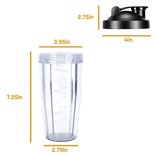 - 28 Oz Blender Cup Replacement With To-Go Lids, Cups For Protein Shakes, BPA Free Smoothie Cups (Pack Of 2) 2 - 28 Oz Blender Cup Replacement With To-Go Lids, Cups For Protein Shakes, BPA Free Smoothie Cups (Pack Of 2) - Image 2