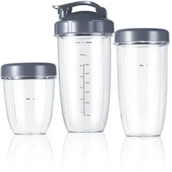 Replacement Cups Kit 18oz Short Cup 24oz Tall Cup 32oz Colossal Cup With Flip-Top To-Go Lid And Stay-Fresh Resealable Lid Compatible With NutriBullet 600w And Pro 900w Blenders