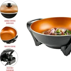 13" Nonstick Electric Skillet - For Fry Bake Steam Simmer (5Qt, Copper) -Kitchen Island Sale 410cT4qlbSL