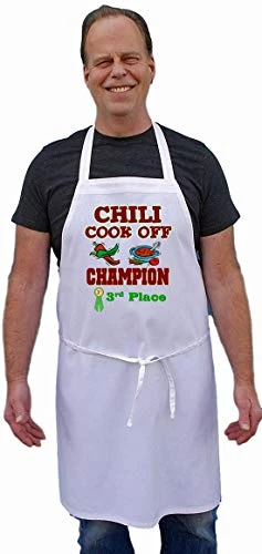 Third Place Chili Cook Off Champion White Bib Aprons