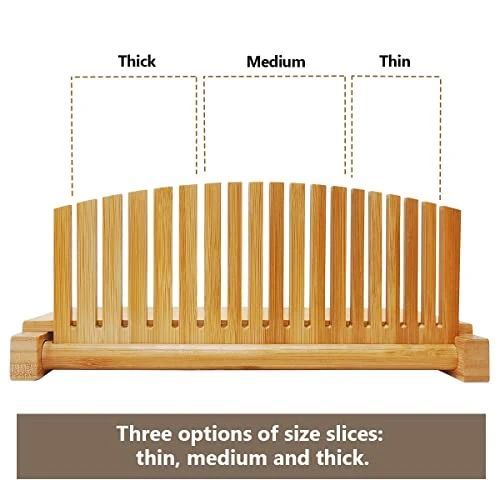 Premium Bamboo Bread Slicer For Homemade Bread, Crumb Catcher, Foldable And Compact Loaf Cutter 3 Size Slicing Guide 2 Premium Bamboo Bread Slicer For Homemade Bread, Crumb Catcher, Foldable And Compact Loaf Cutter 3 Size Slicing Guide - Image 2