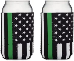 Thin Red Line Collapsible Beer Can And Bottle Beverage Cooler Sleeves - 2 Pack - Standard Size 12 Oz - 3mm Thick Insulated Neoprene - Fireman Firefighter -Kitchen Island Sale 410v8YcNhUL. AC