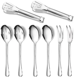 10.1-Inch 6-Piece Serving Spoons - Includes 3 Large Serving Spoons And 3 Slotted Spoons, Stainless Steel Buffet Serving Utensils,Metal Serving Spoons Set For Parties 19 10.1-Inch 6-Piece Serving Spoons - Includes 3 Large Serving Spoons And 3 Slotted Spoons, Stainless Steel Buffet Serving Utensils,Metal Serving Spoons Set For Parties -Kitchen Island Sale 410wthi4AWL. AC